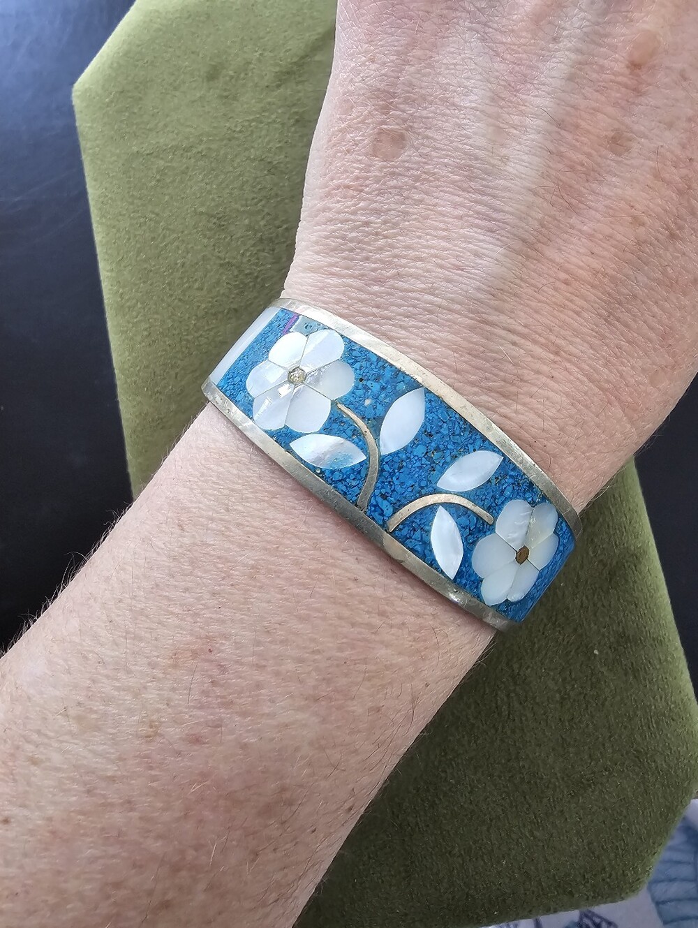 Vintage Alpaca Mexico Silver Cuff Bracelet